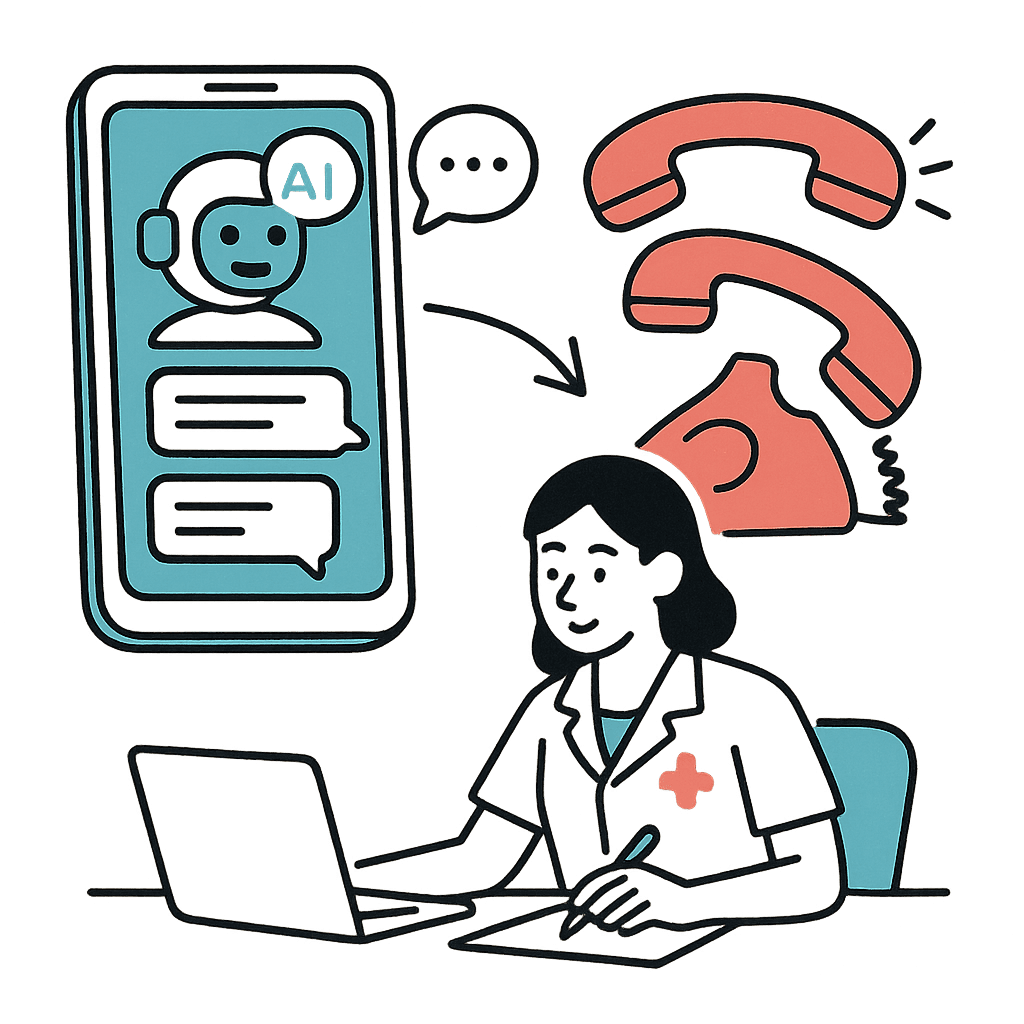 AIチャットによる自動応答で電話対応を削減するイメージ