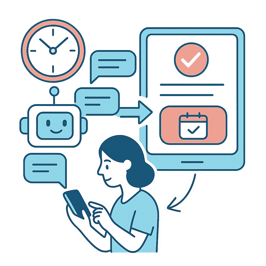 AIチャットからオンライン予約画面へ誘導するイメージ