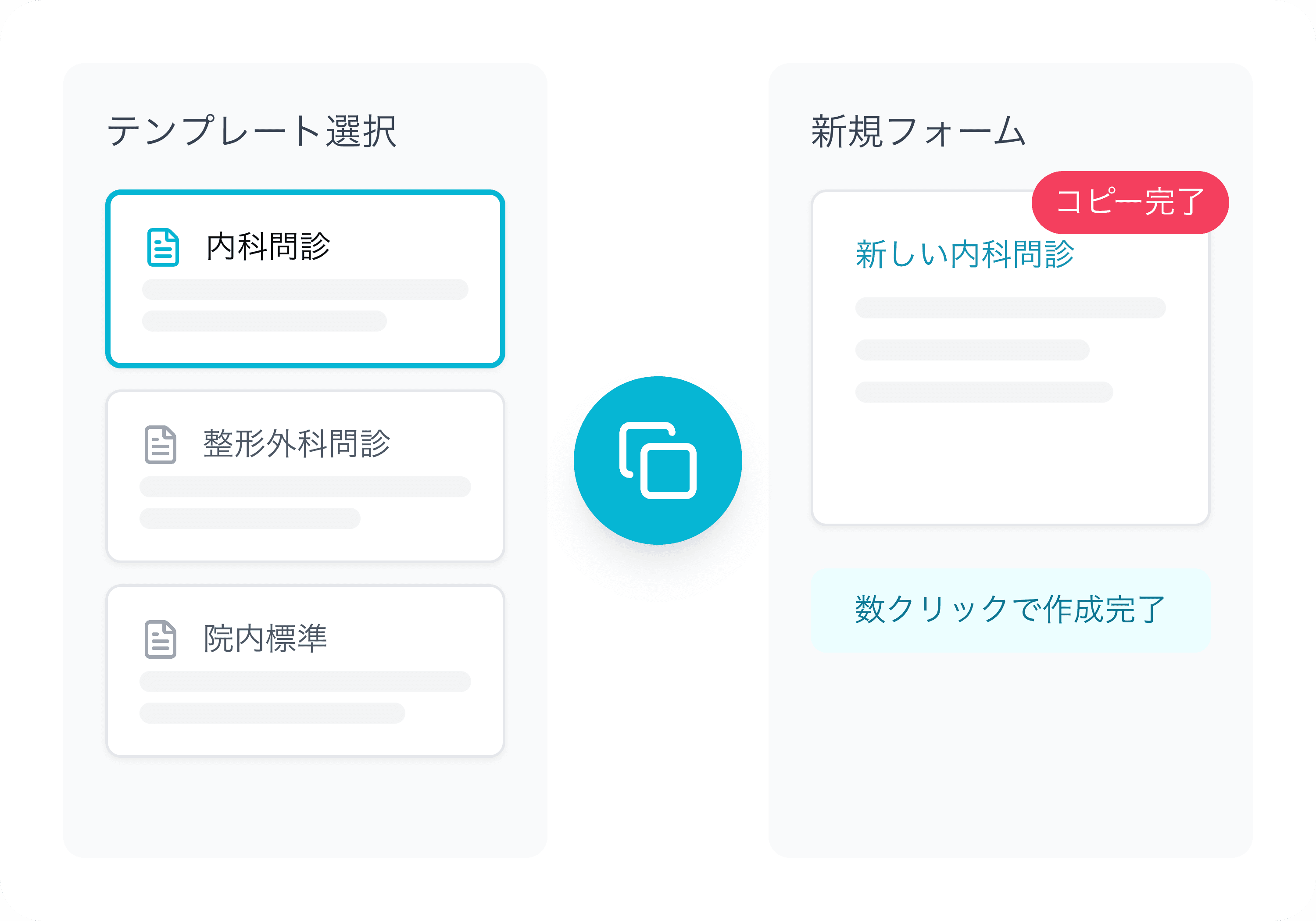 医療用テンプレートから数クリックで問診票を新規作成