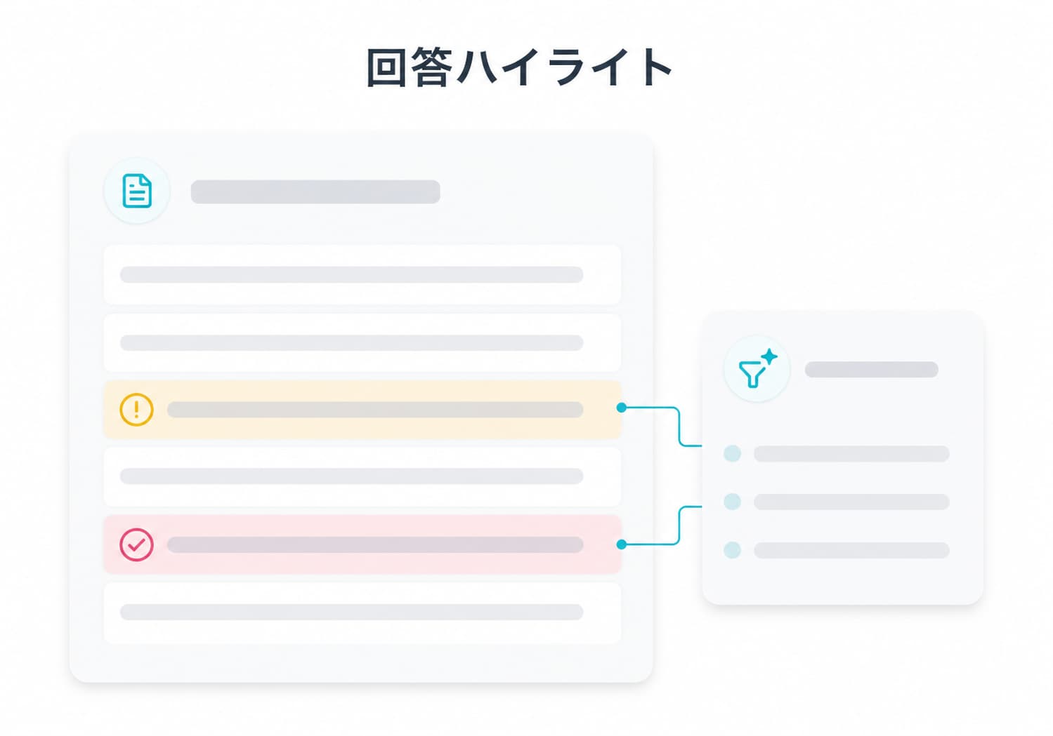注意が必要な回答を自動で色分けし、確認漏れを防止